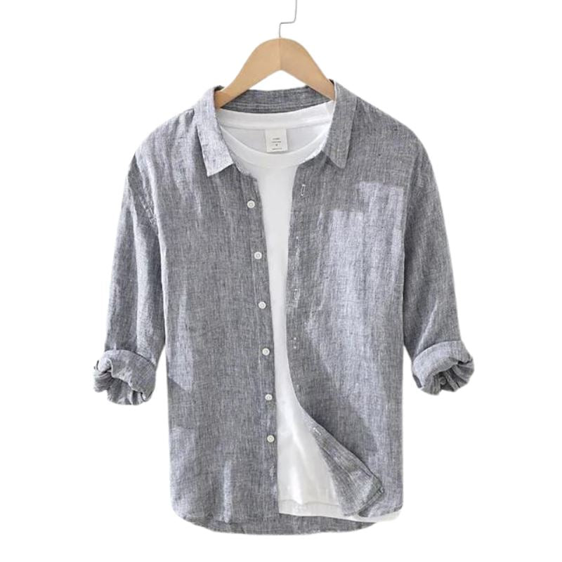 Camisa Masculina Linho Casual Camisa Masculina Linho Casual espaço shop Cinza PP 