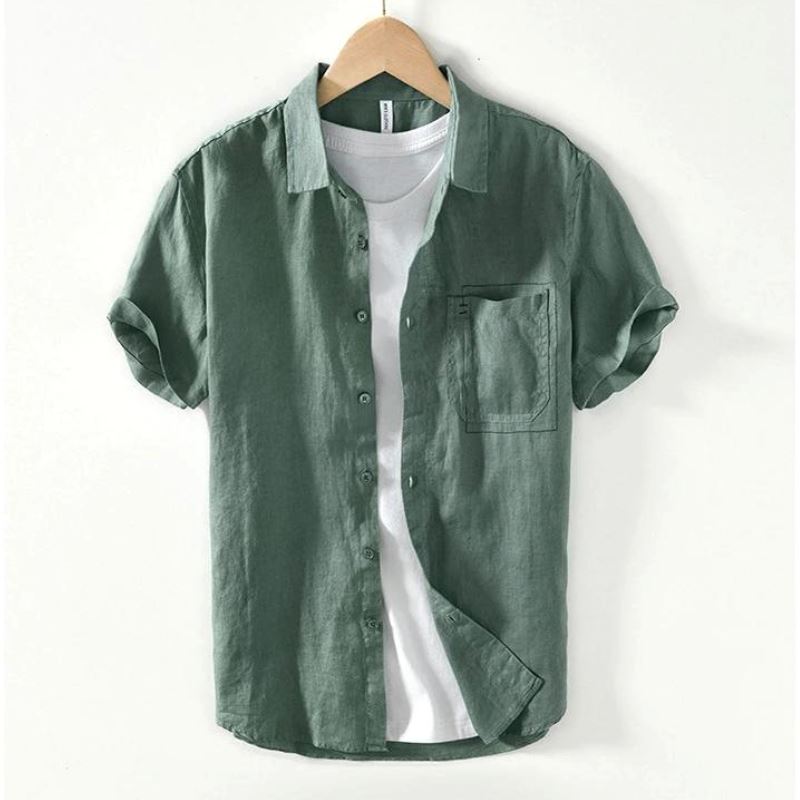 Camisa Masculina Linho Despojado Camisa Masculina Linho Despojado espaço shop VERDE PP 