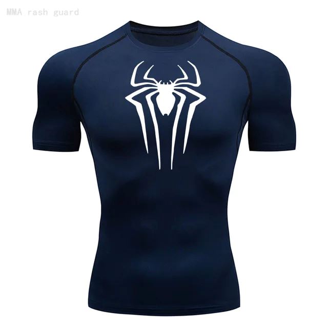 Camisa Masculina Rashgard Spider Camisa Masculina Rashgard Spider Sabinovision Azul e Branco P 