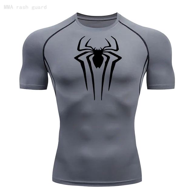 Camisa Masculina Rashgard Spider Camisa Masculina Rashgard Spider Sabinovision Cinza e Preto P 