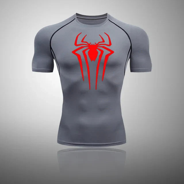 Camisa Masculina Rashgard Spider Camisa Masculina Rashgard Spider Sabinovision Cinza e Vermelho P 