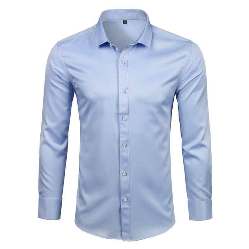 Camisa Social Lisa Conforto Anti Amassado Camisa Social Lisa Conforto Anti Amassado Manfine Azul P 