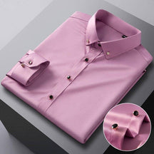 Camisa Social Slim Masculina em Seda Gelo Camisa Social Slim Masculina em Seda Gelo Manfine Rosa P 