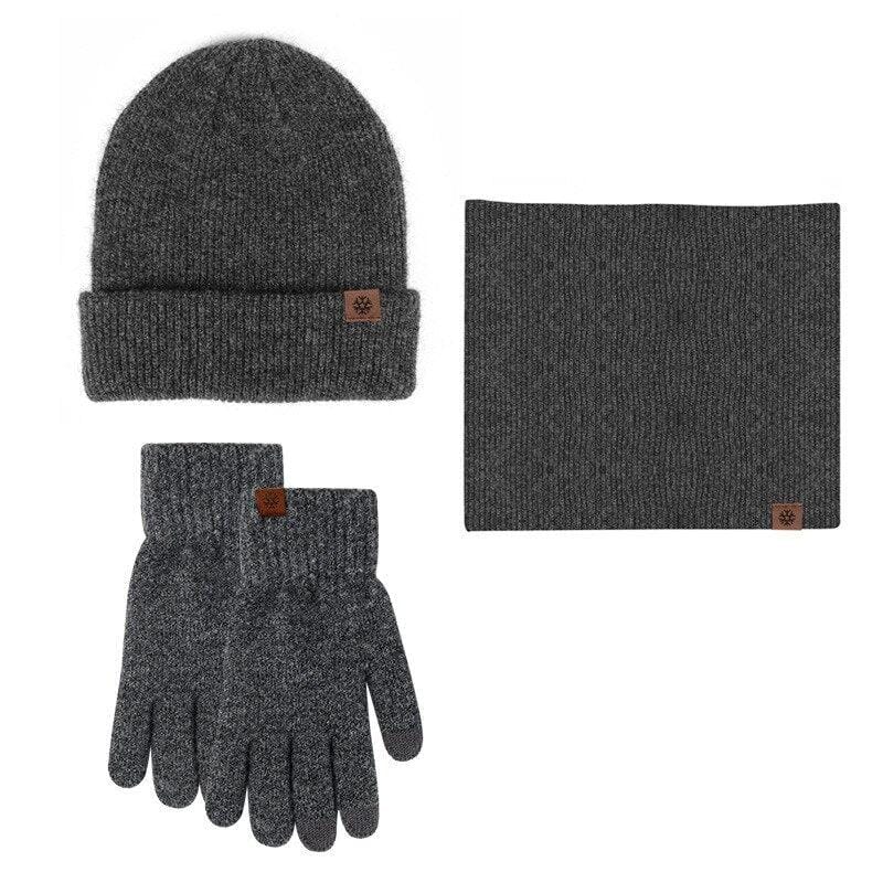 Conjunto de Inverno - Touca Luva e Cachecol Conjunto de Inverno - Touca Luva e Cachecol - Acessórios de Inverno Comand Shoes Cinza Escuro 