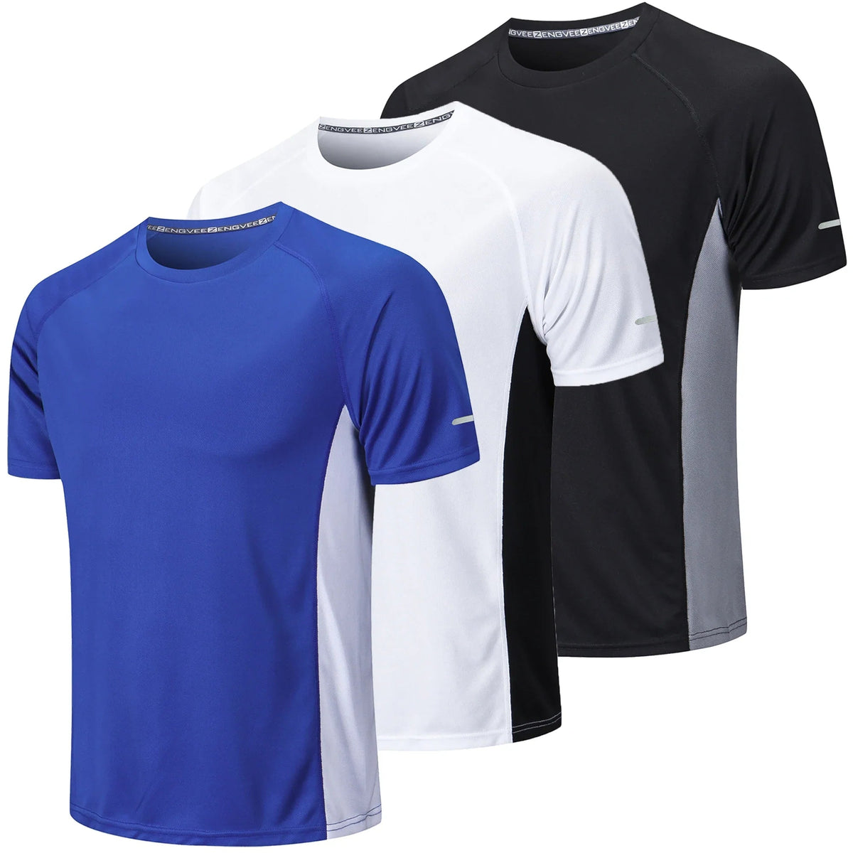 Kit 3 Camisas Masculina Dry Fit ProMod Kit 3 Camisas Masculina Dry Fit ProMod Comand Azul + Branco + Preto PP 