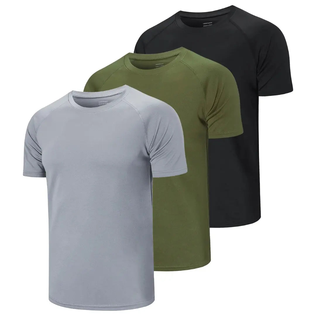 Kit 3 Camisetas Esportivas Respiráveis Cosmos Camiseta Dry Fit CosmosEsportes P Cinza - Verde - Preto 