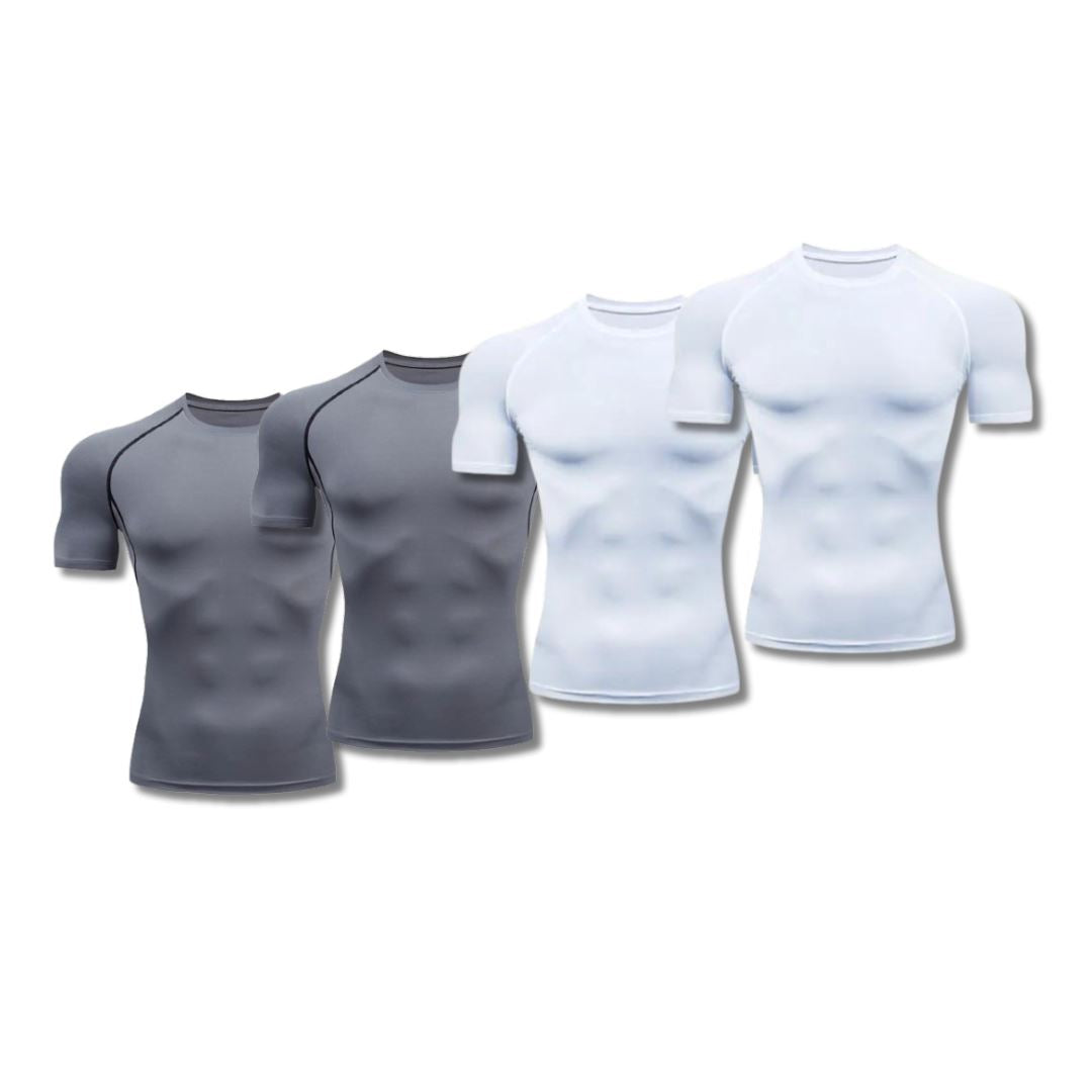 Kit Camisa masculina de Compressão dry fit - Compre 2 Leve 4 Kit Camisa masculina de Compressão dry fit - Compre 2 Leve 4 Comand 2 Cinza + 2 branco P 