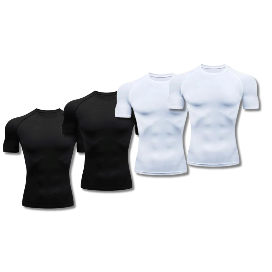 Kit Camisa masculina de Compressão dry fit - Compre 2 Leve 4 Kit Camisa masculina de Compressão dry fit - Compre 2 Leve 4 Comand 2 Preto + 2 Branco P 