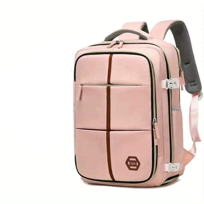 Mochila de Viagem Multifuncional com Porta USB e Design Versátil Mochila de Viagem Multifuncional com Porta USB e Design Versátil comandshoes Rosa 