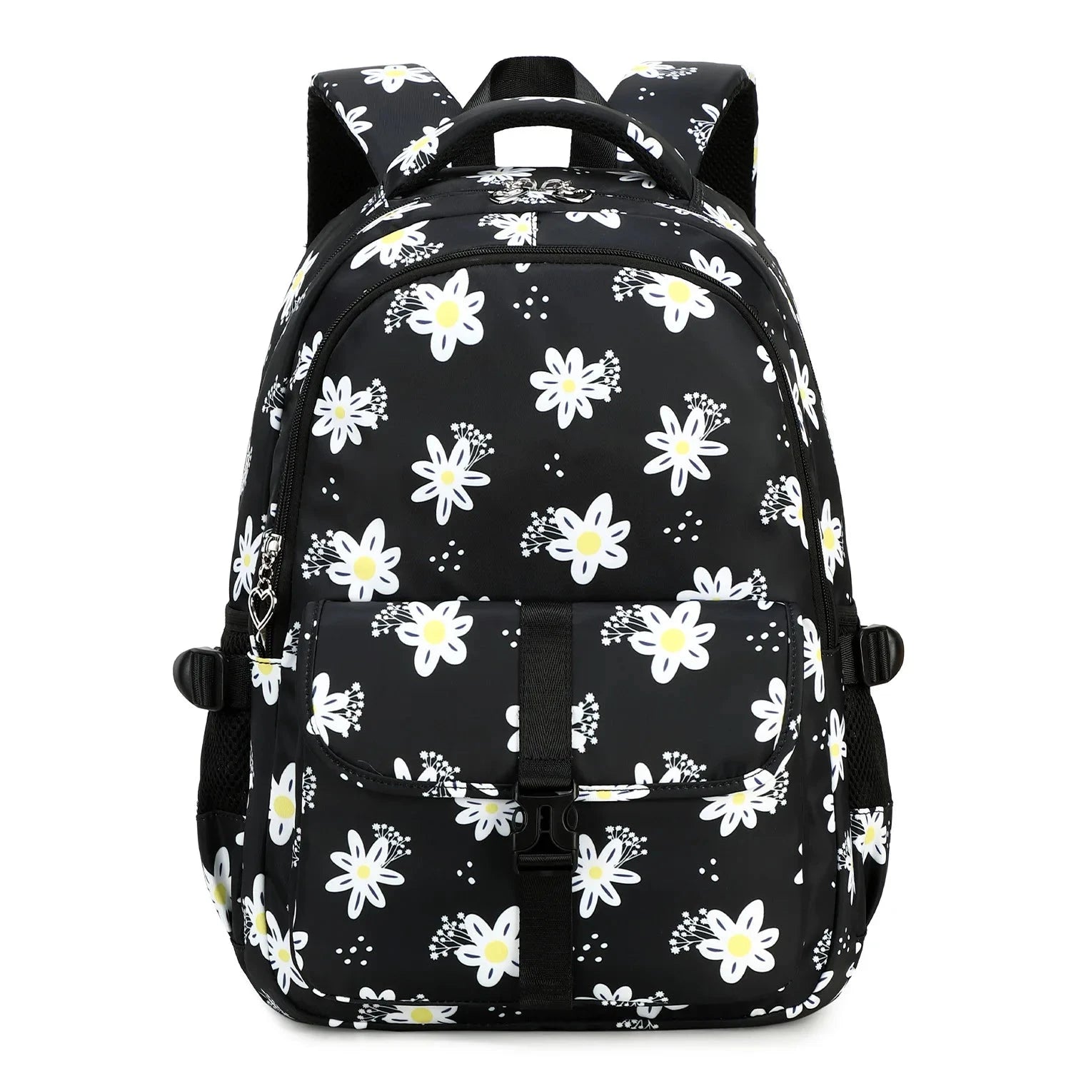 Mochila Escolar Feminina Com Estampa Florida De Grande Capacidade Mochila Escolar Feminina Com Estampa Florida De Grande Capacidade comandshoes Preto 