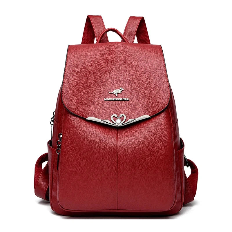 Mochila Feminina Casual Para Passeio Modelo Saco Com Detalhes Prata Mochila Feminina Casual Para Passeio Modelo Saco Com Detalhes Prata comandshoes Vermelho 