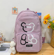 Mochila Multifuncional Feminina De Nylon Impermeável Estampa Urso Mochila Multifuncional Feminina De Nylon Impermeável Estampa Urso comandshoes Lilás 