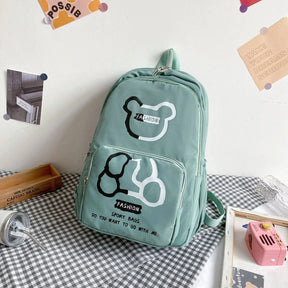 Mochila Multifuncional Feminina De Nylon Impermeável Estampa Urso Mochila Multifuncional Feminina De Nylon Impermeável Estampa Urso comandshoes Verde 